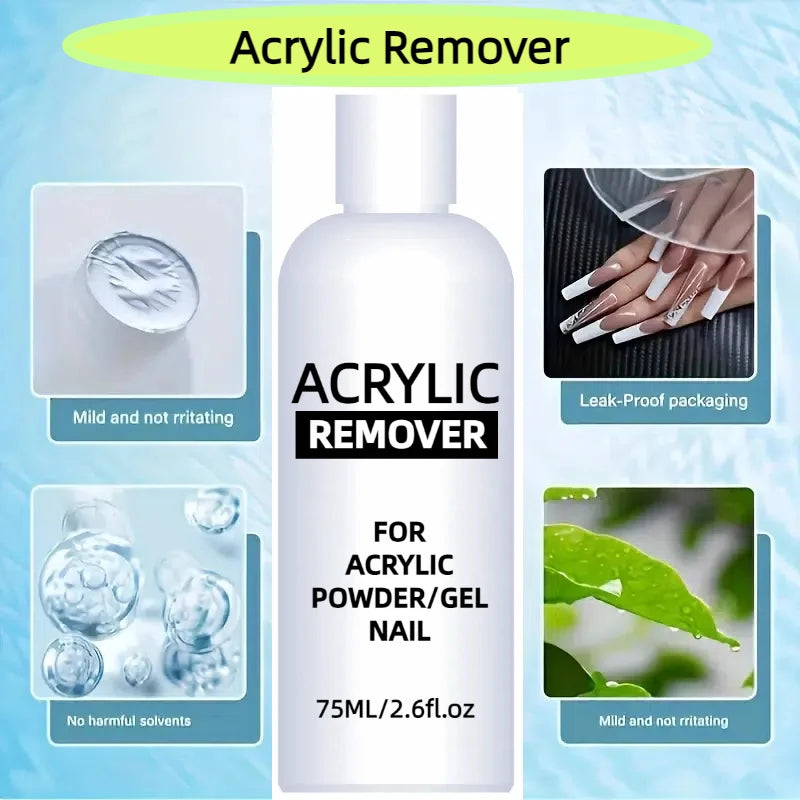 Removedor de Gel Profesional 75ml – Quita Esmalte Acrílico y Semipermanente Rápido