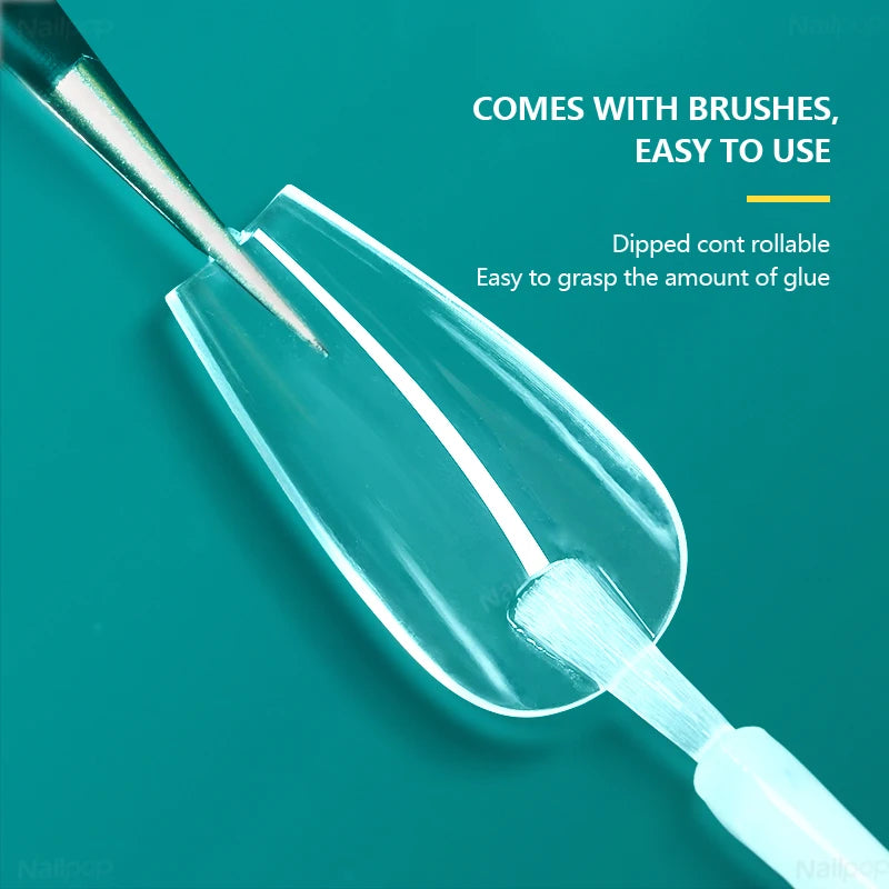 Pegamento para Uñas Nailpop 2x7ml – Adhesivo con Brocha para Uñas Postizas y Decoración