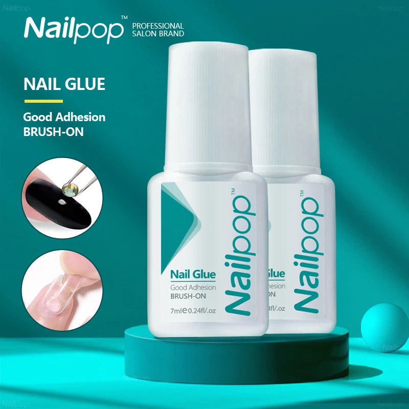Pegamento para Uñas Nailpop 2x7ml – Adhesivo con Brocha para Uñas Postizas y Decoración